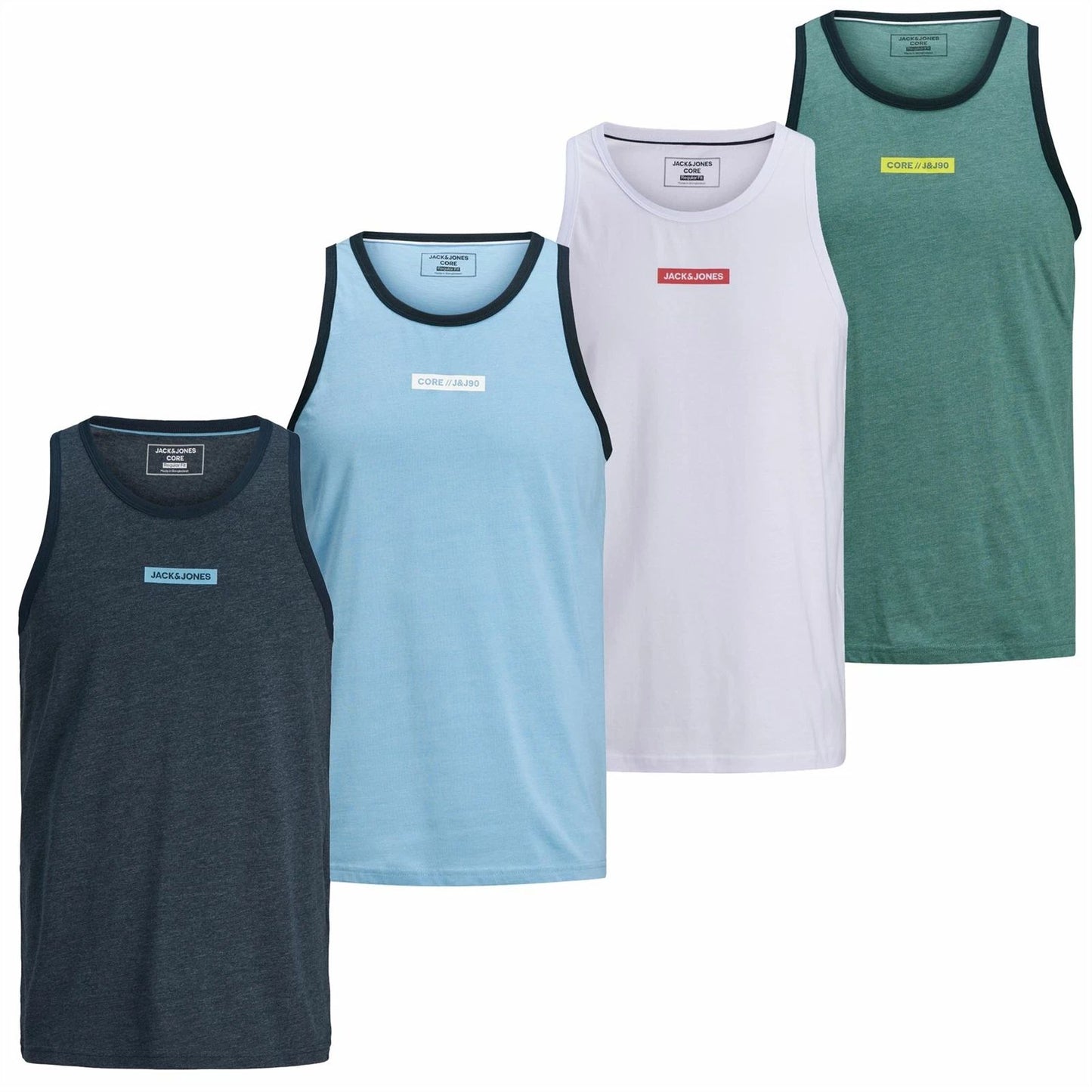 Jack & Jones Men's Plain Vest Tank Top Gym Slimming Sleeveless Slim Fit Tee Tops