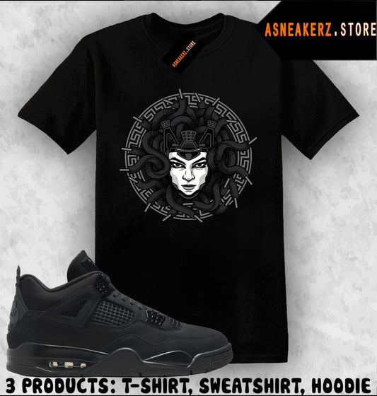 Tee Shirt Matching AJ 4 Black Cat 2025 Match Sneaker Sneakerhead Medusa T-Shirt