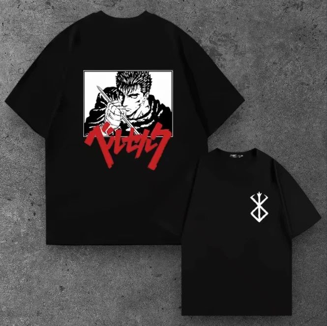 Mens Dark Swordsman Oversized T Shirt Black Anime Grunge Aesthetic S-2XL