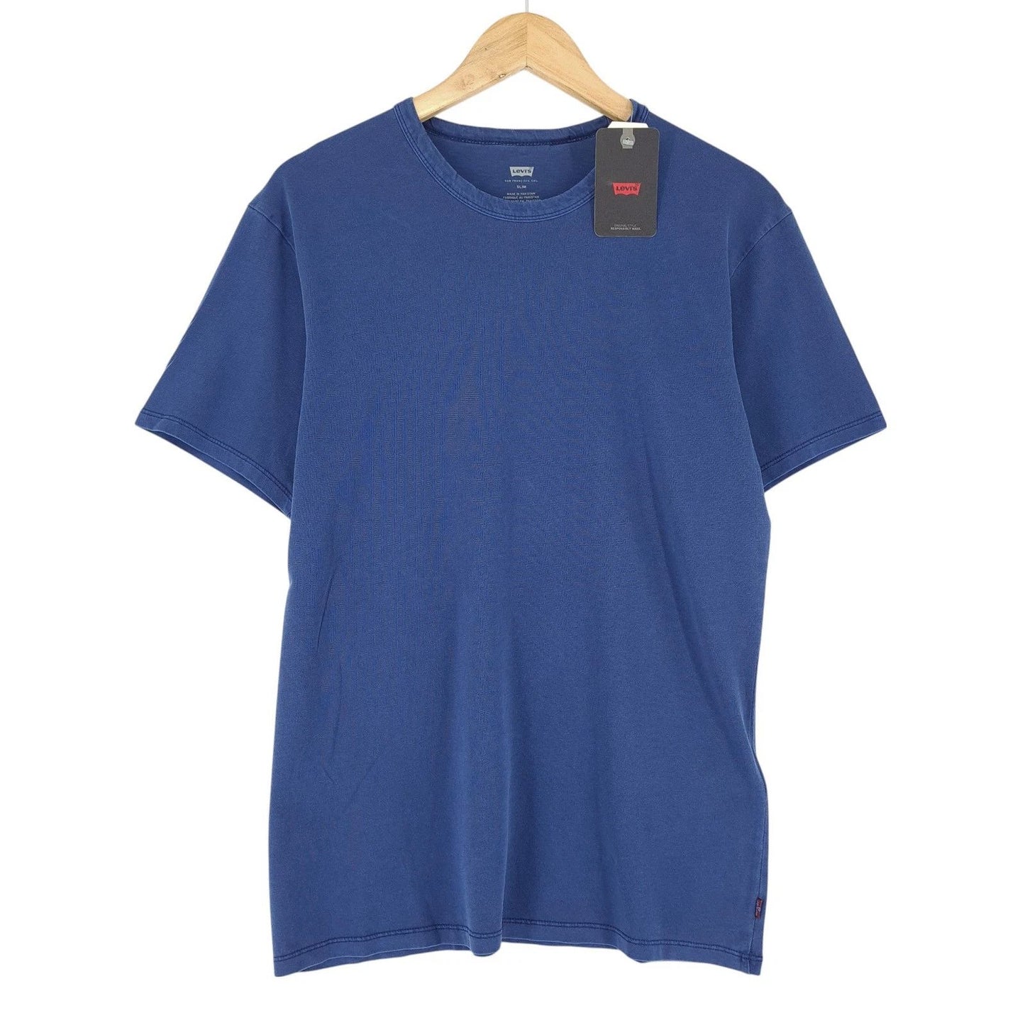 Levi's Men Tee T Shirt Blue Slim Fit Cotton Ij5 Size M