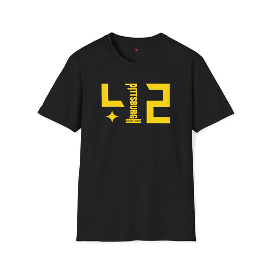 412- Pittsburgh area code tshirt- black and gold- Gildan Softstyle unisex tshirt