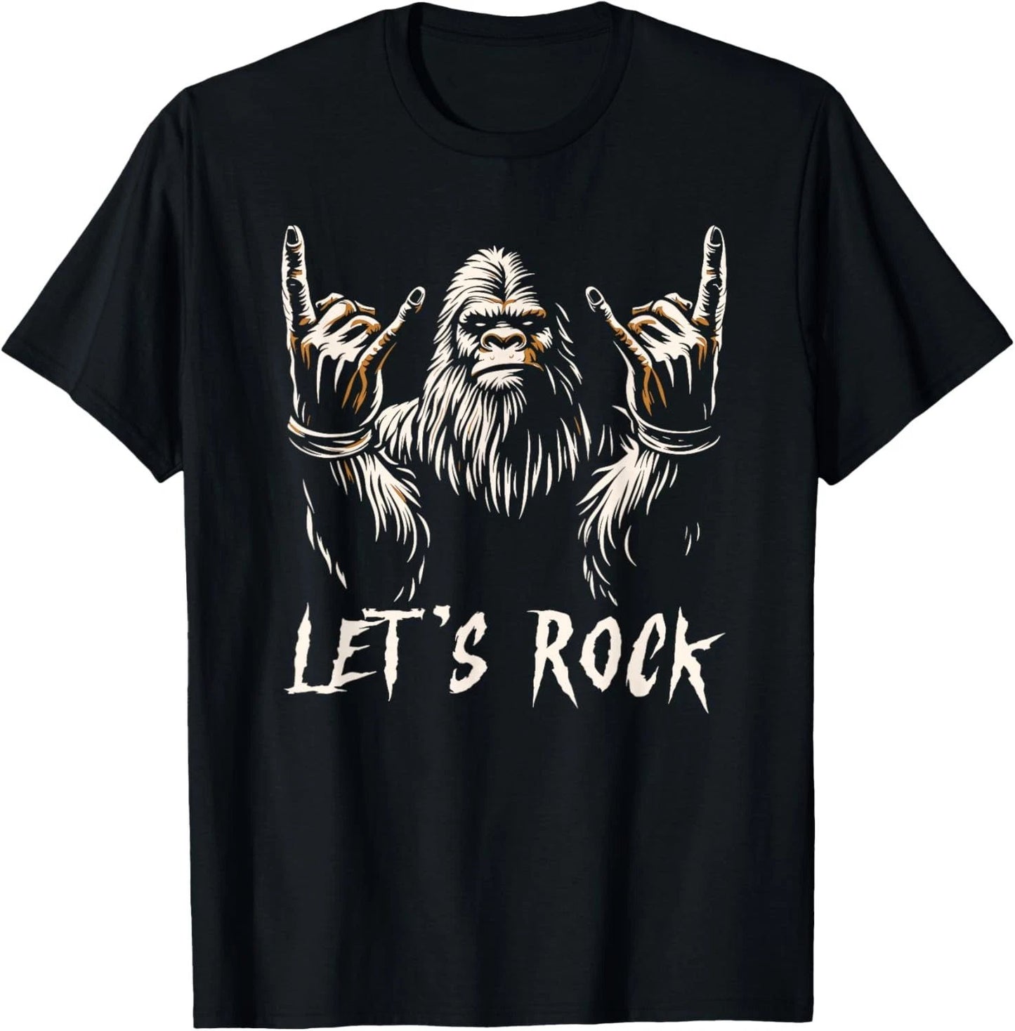 Bigfoot Rock On Funny Sasquatch Rock and Roll Let's Rock T-Shirt