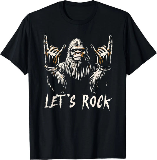 Bigfoot Rock On Funny Sasquatch Rock and Roll Let's Rock T-Shirt