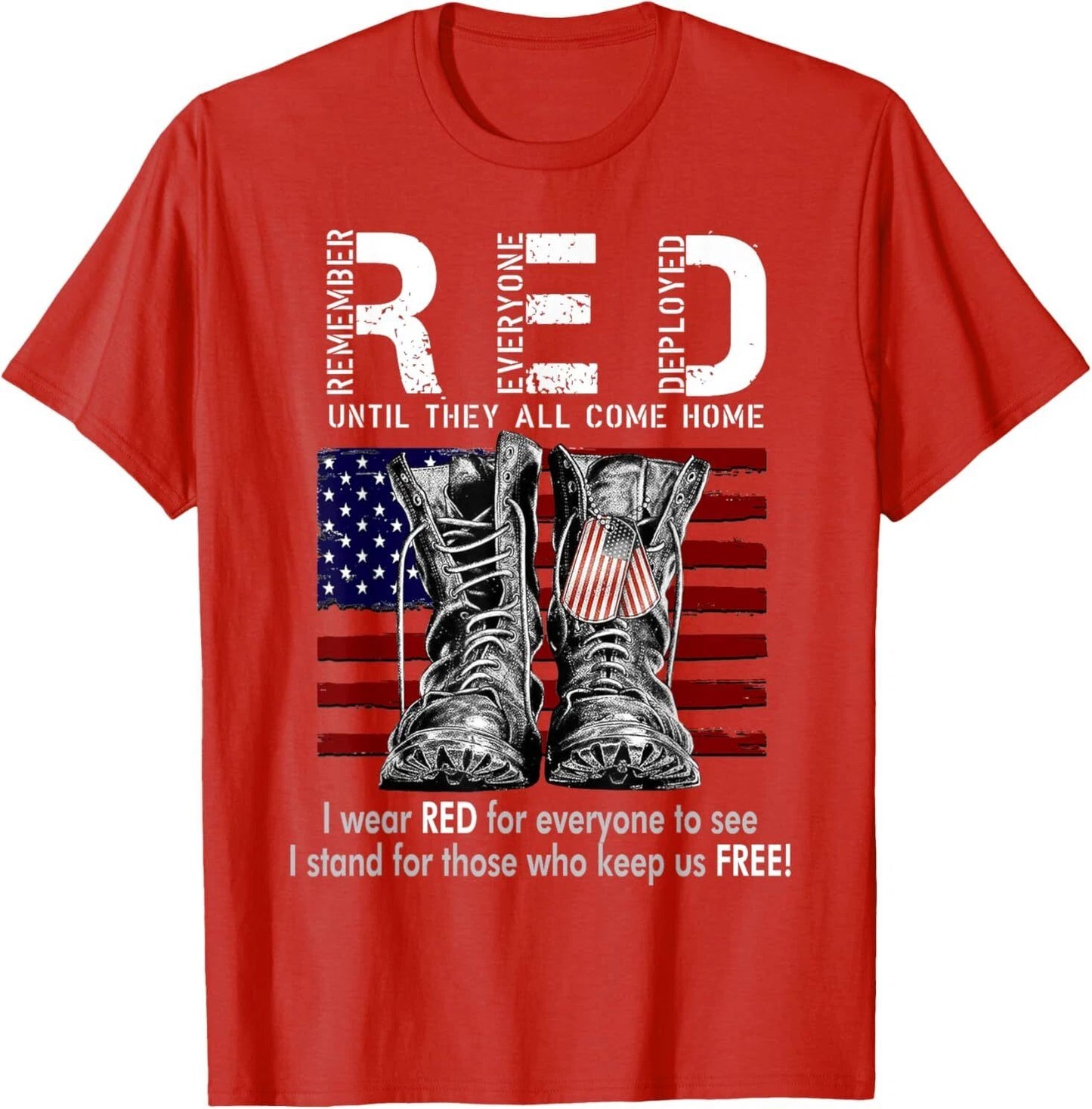 R.E.D Friday Military Remember Everyone Deployed Unisex-Adults US Flag T-Shirt