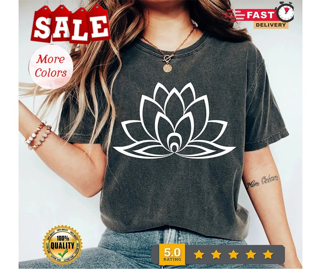 Lotus Flower Shirt, Lotus Tee, Yoga T-Shirt, Mandala Tee, Spiritual Gift, Med...