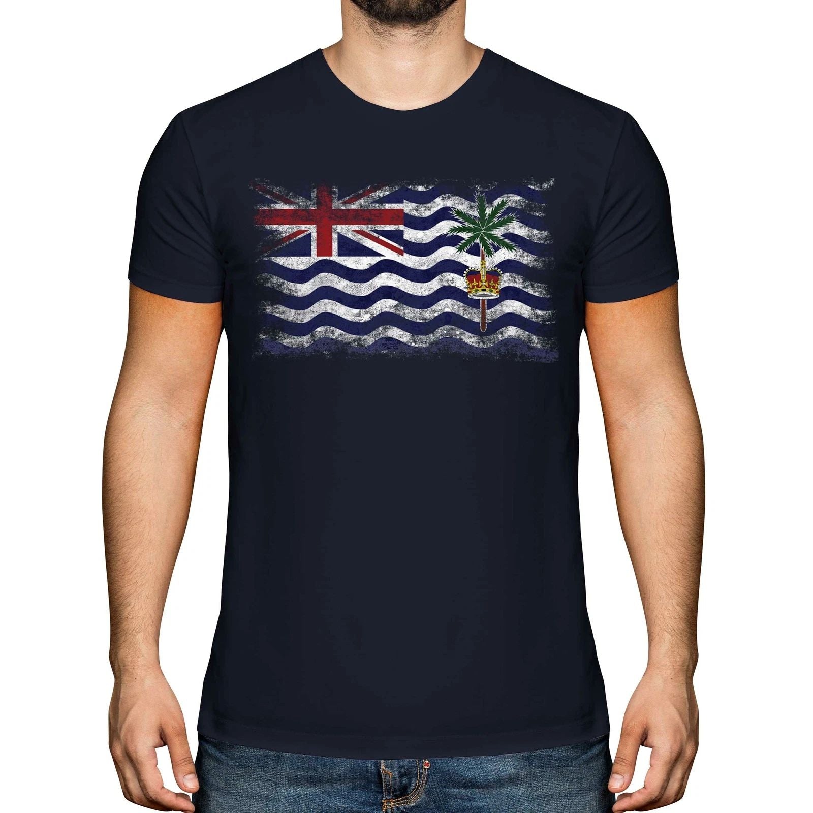 BRITISH INDIAN OCEAN TERRITORY DISTRESSED FLAG MENS T-SHIRT TOP GIFT SHIRT