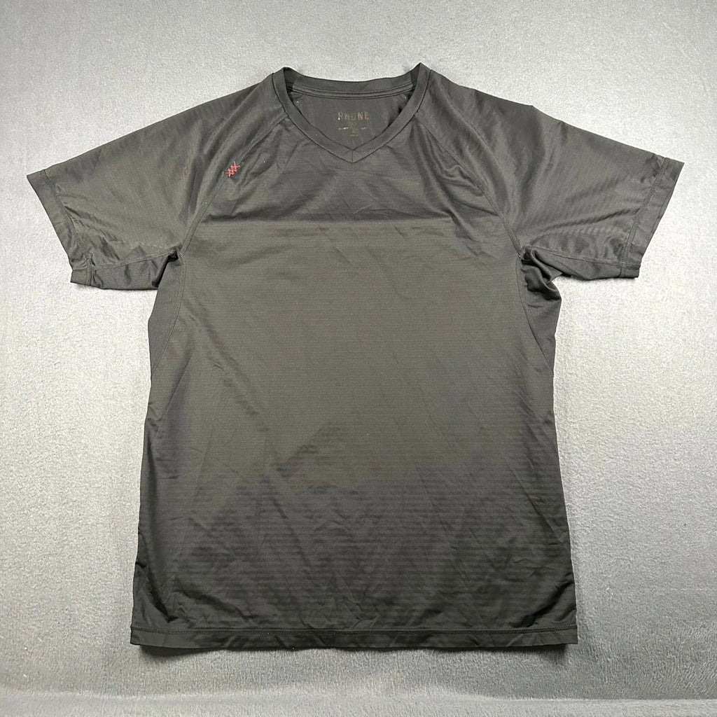 RHONE Shirt Mens Medium Black Training T-Shirt Gray Short Sleeve Athletic V-Neck