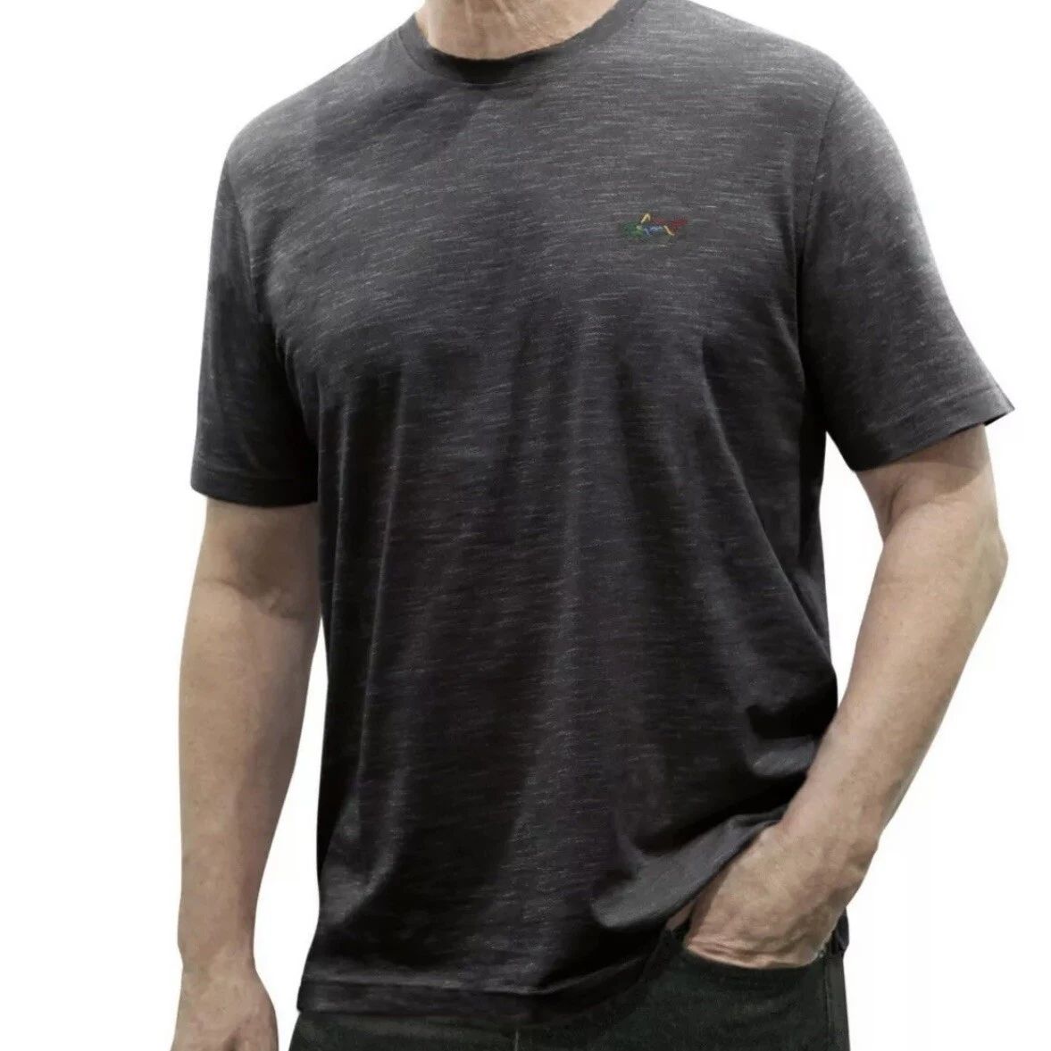 Greg Norman Casual Crewneck Heathered Short Sleeve T-Shirt Black Mens