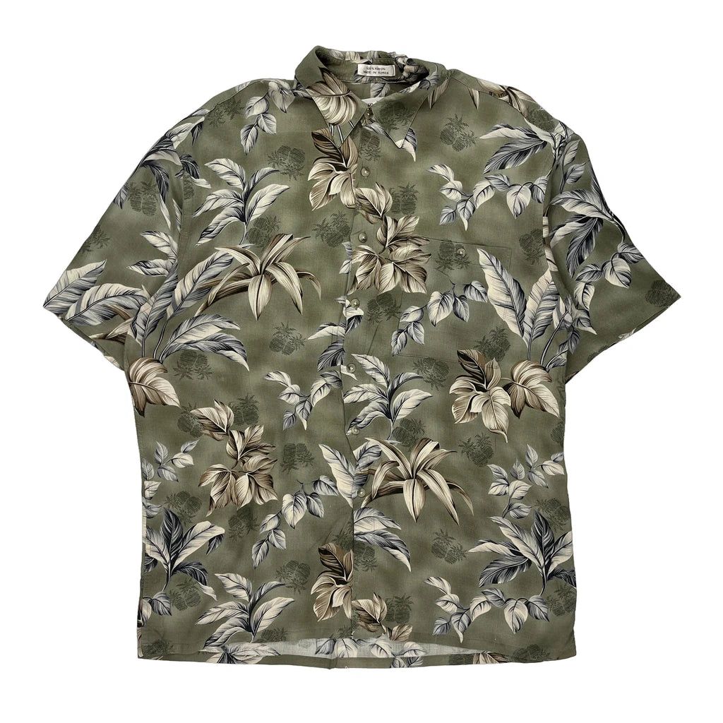 Pierre Cardin Hawaiian Shirt - Large Green Viscose