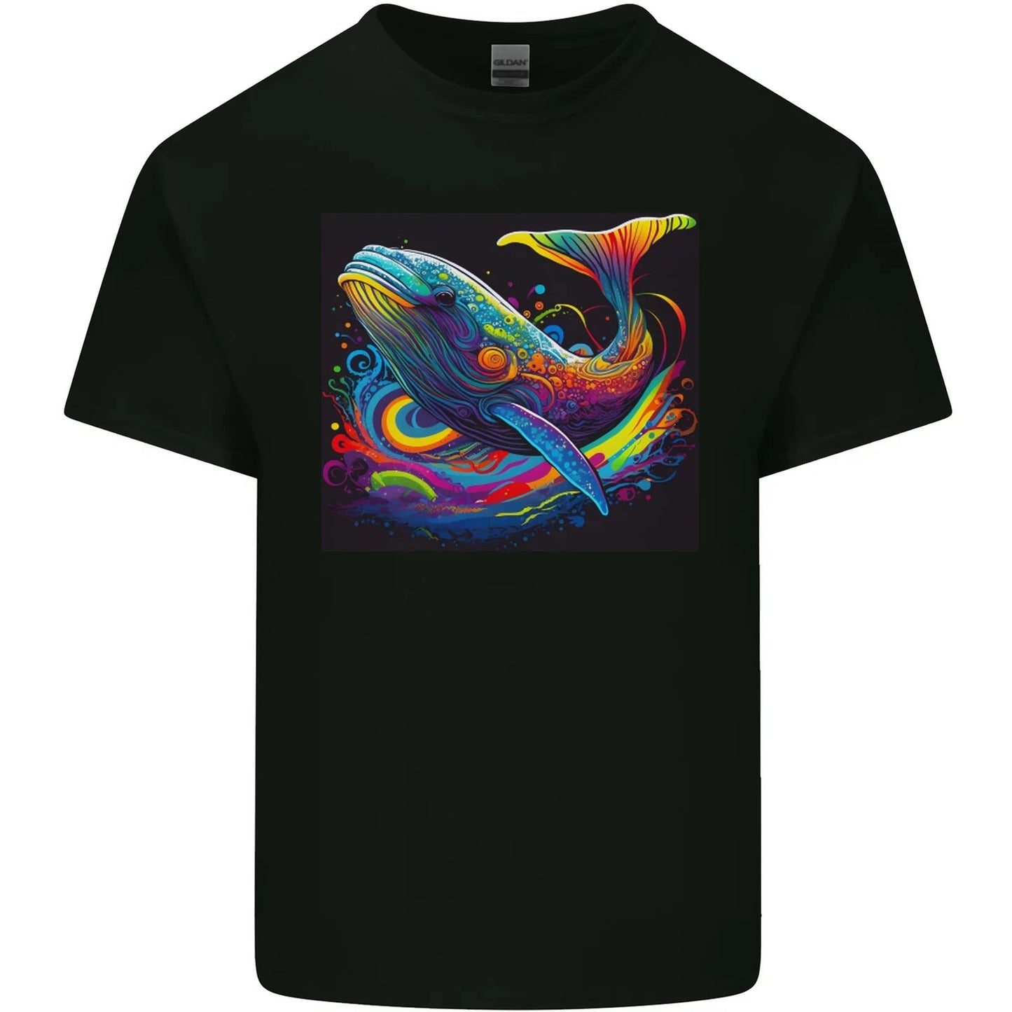 A Colourful Fantasy Whale Mens Cotton T-Shirt Tee Top