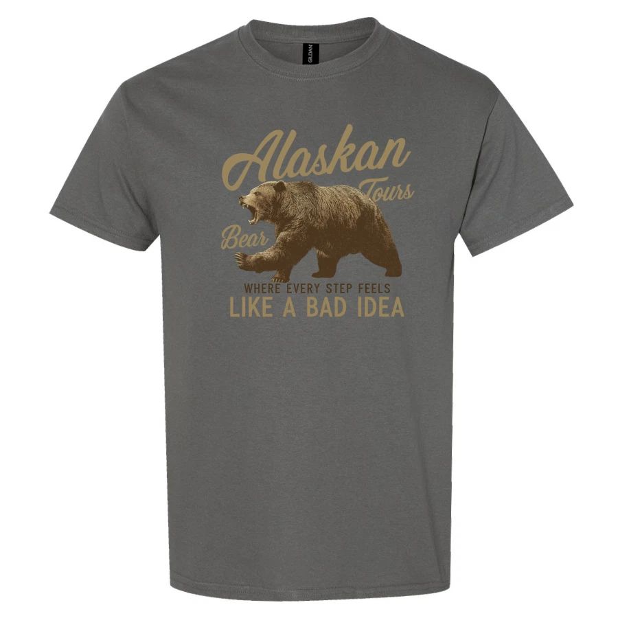 Alaskan Tours Bear T Shirt Like a Bad Idea Funny Vintage Travel Graphic Tee Gift