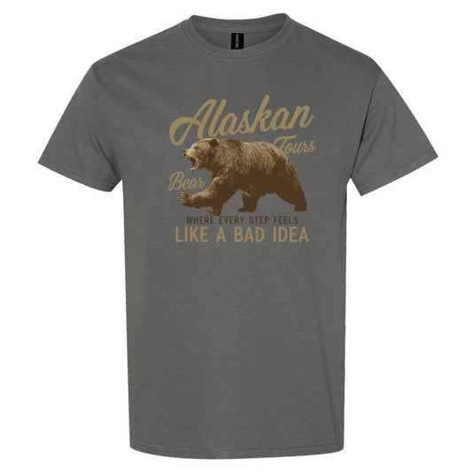 Alaskan Tours Bear T Shirt Like a Bad Idea Funny Vintage Travel Graphic Tee Gift