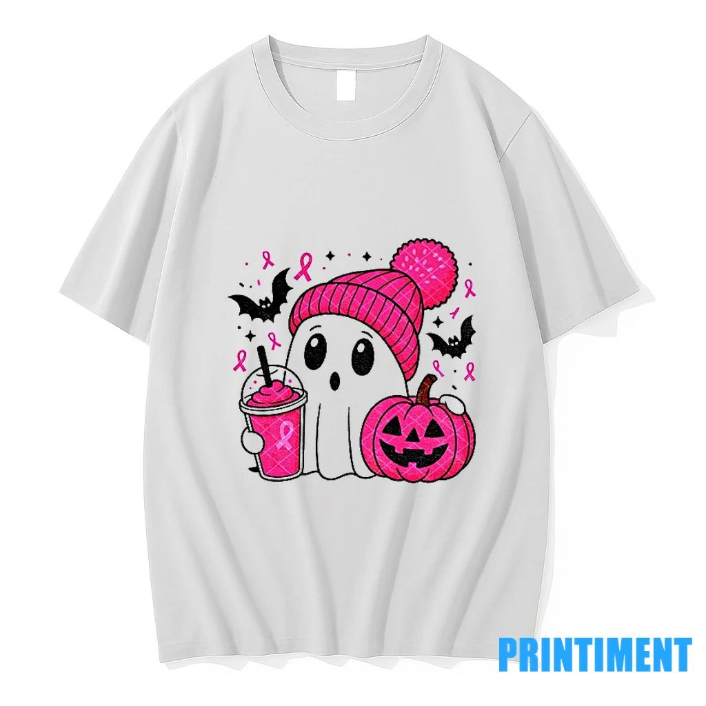 Spooky Ghost Breast Cancer In October We Wear Pink Tshirts Sweater