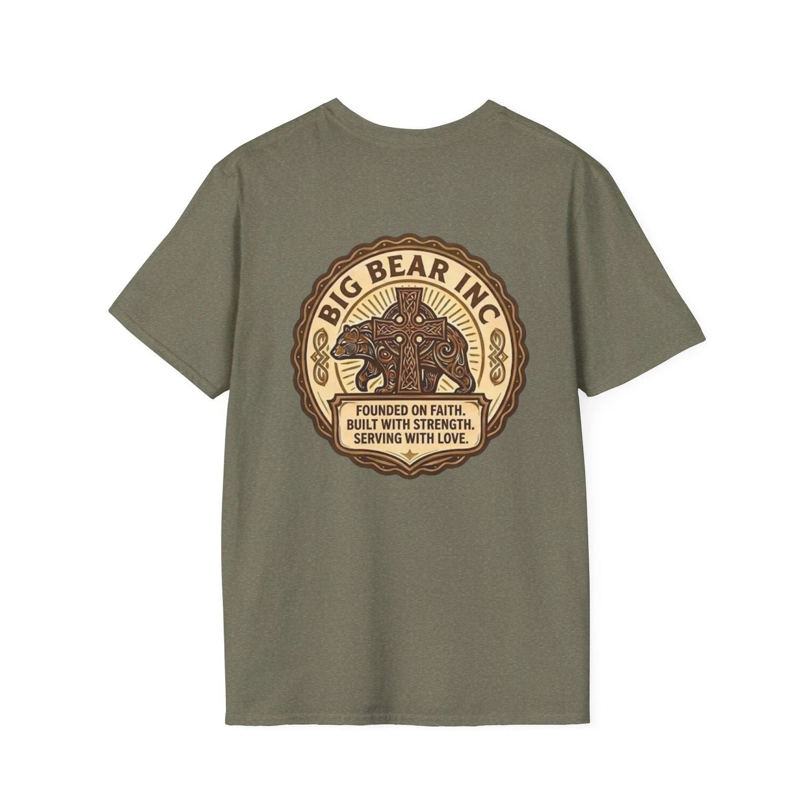 Big Bear Inc vintage emblem T-Shirt | rustic bear logo, faith & strength