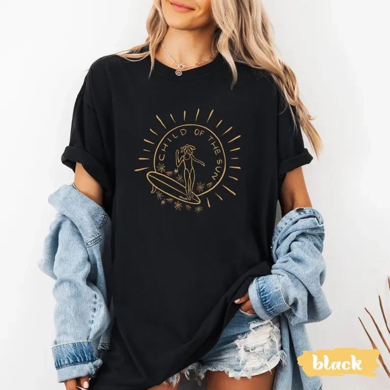 Funny Cool Surf Sunset T-Shirt Unisex Men Women