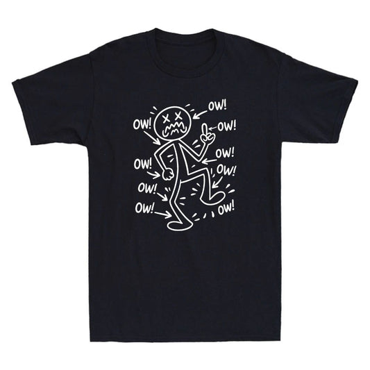 Ow Ow Ow Ow Ow Stick Character Funny Matchstick Middle Finger Meme Men's T-Shirt
