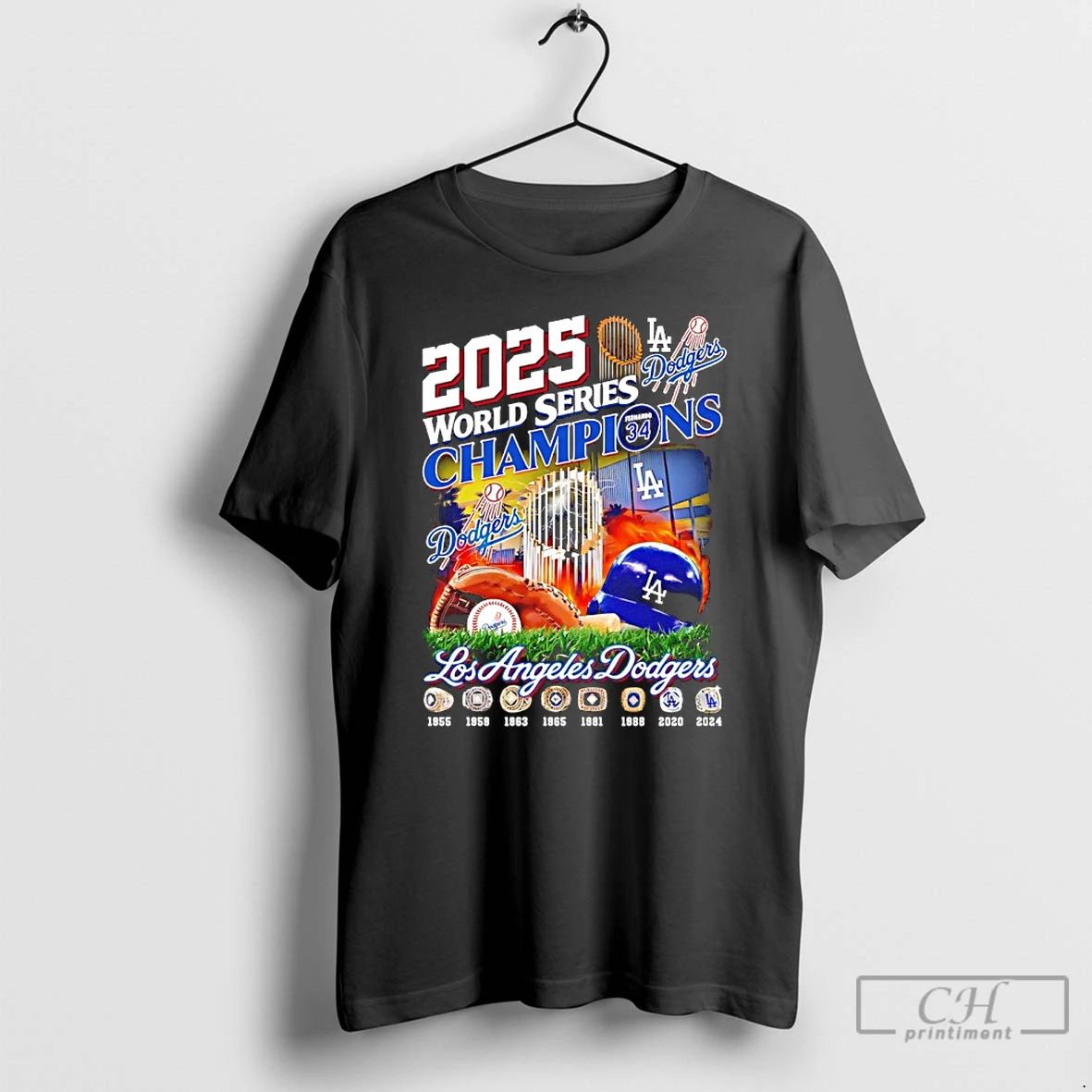 Classic La Dodgers 2025 World Series Champions Trophy Helmet T Shirts