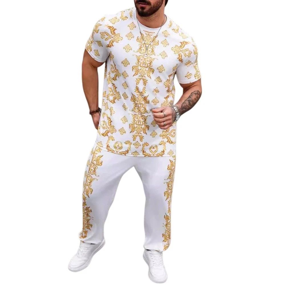 For men Street Style Printed T Shirt Short Sleeve Casual Wear for Club Use