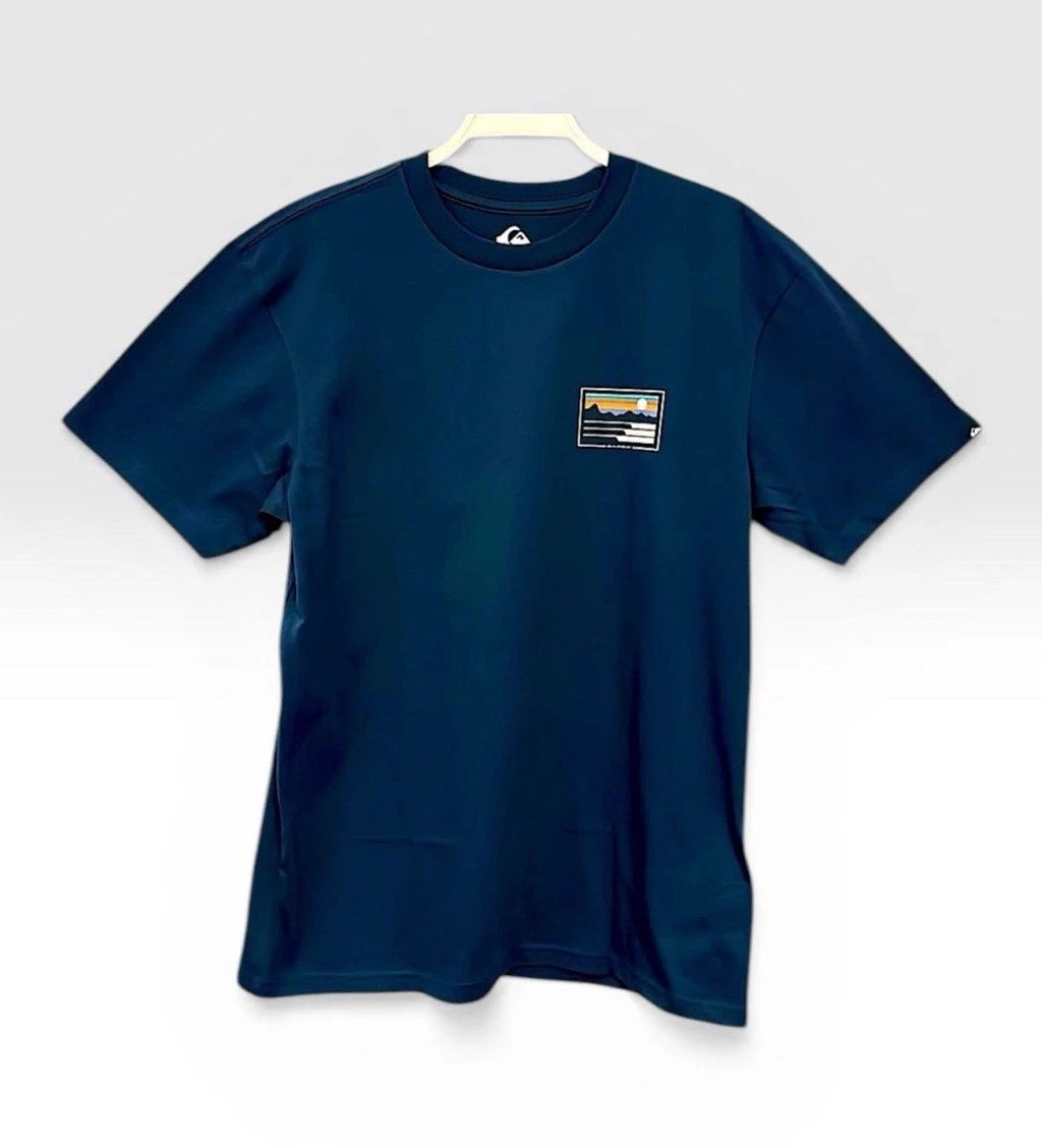 Quiksilver T-Shirt Men Medium Blue Graphic Logo Surf Cotton Tee New with Tags