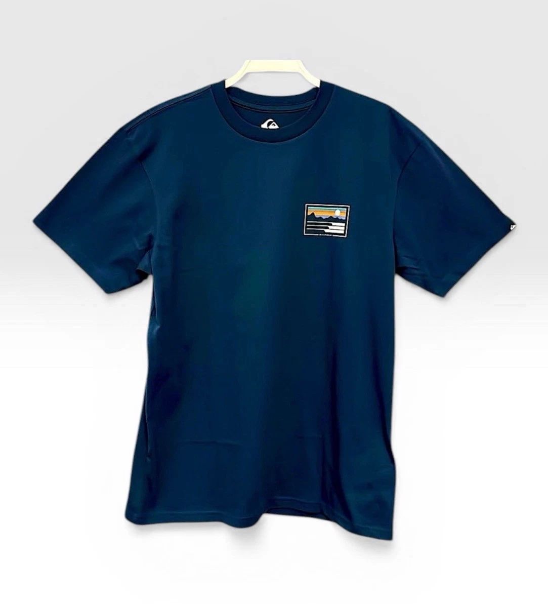 Quiksilver T-Shirt Men Medium Blue Graphic Logo Surf Cotton Tee New with Tags