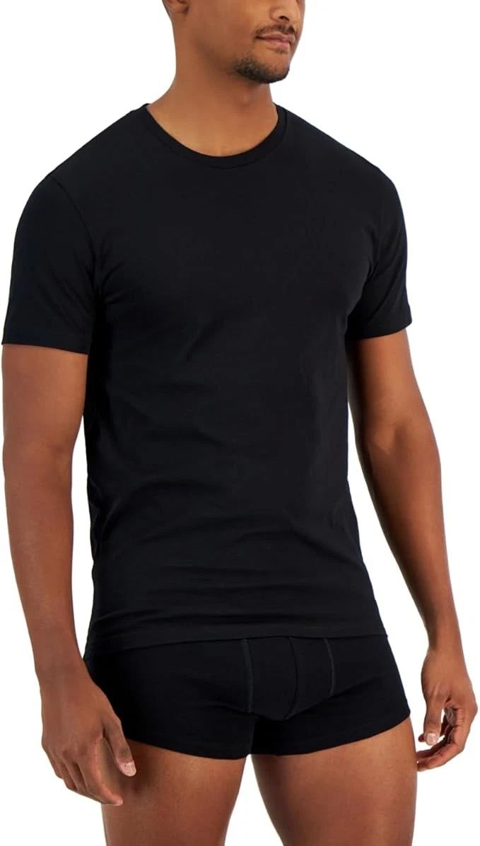 Alfani Mens 4 Pack Regular Fit Crew Neck T-Shirt Black