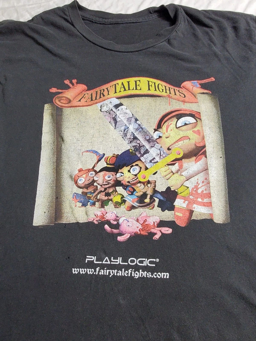 Fairytale Fights Playlogic m Medium Black Cartoon Tee T-Shirt Fantasy