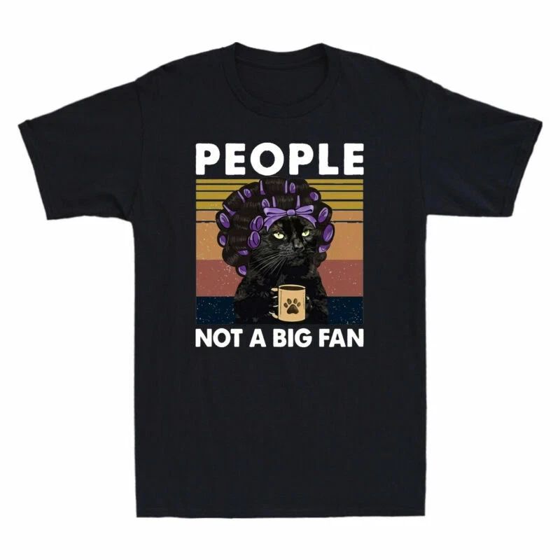 Men's Not Grandma Fan a Top Cat Black Cat T-Shirt Big People Cotton Lovers Funny