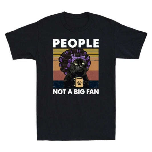 Men's Not Grandma Fan a Top Cat Black Cat T-Shirt Big People Cotton Lovers Funny