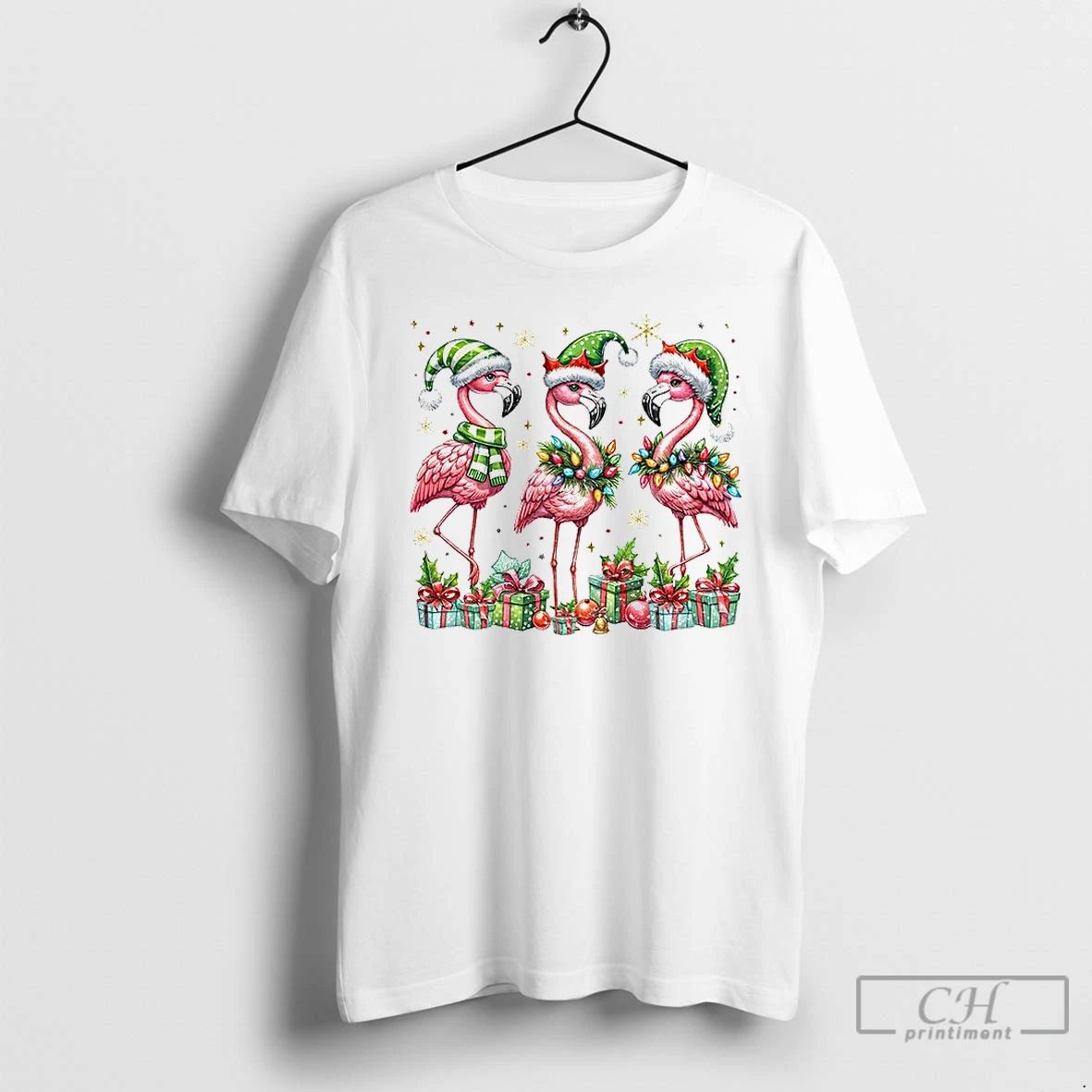 Classic Festive Christmas Flamingo Holiday Animal T Shirts