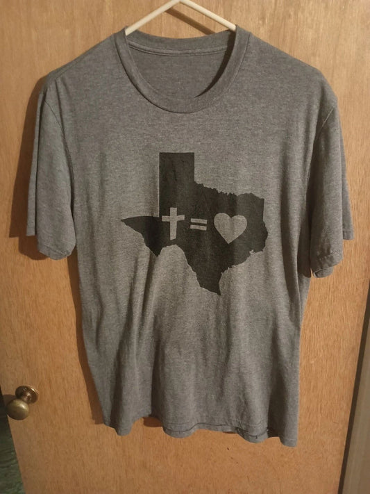 Texas Cross Heart T Shirt, Size Medium