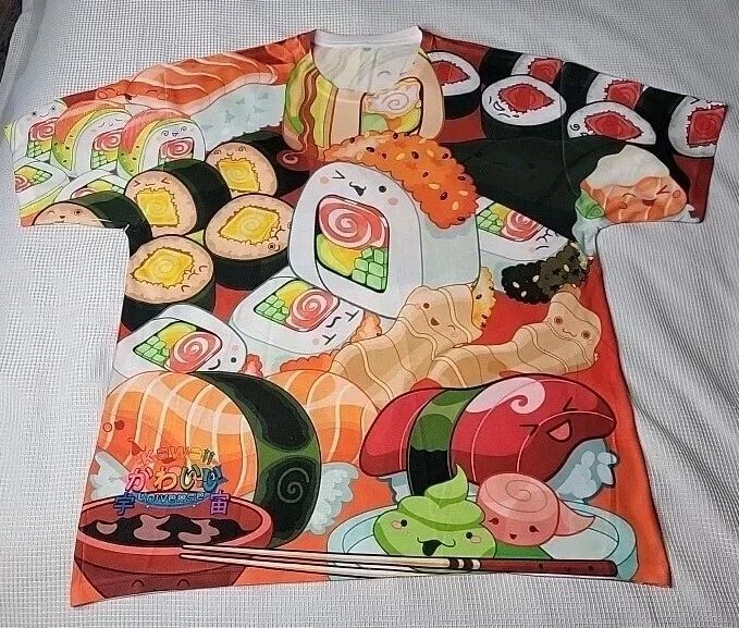 Kawaii Universe Sushi All Over Print Mens Graphic Tee XL 2X 👀