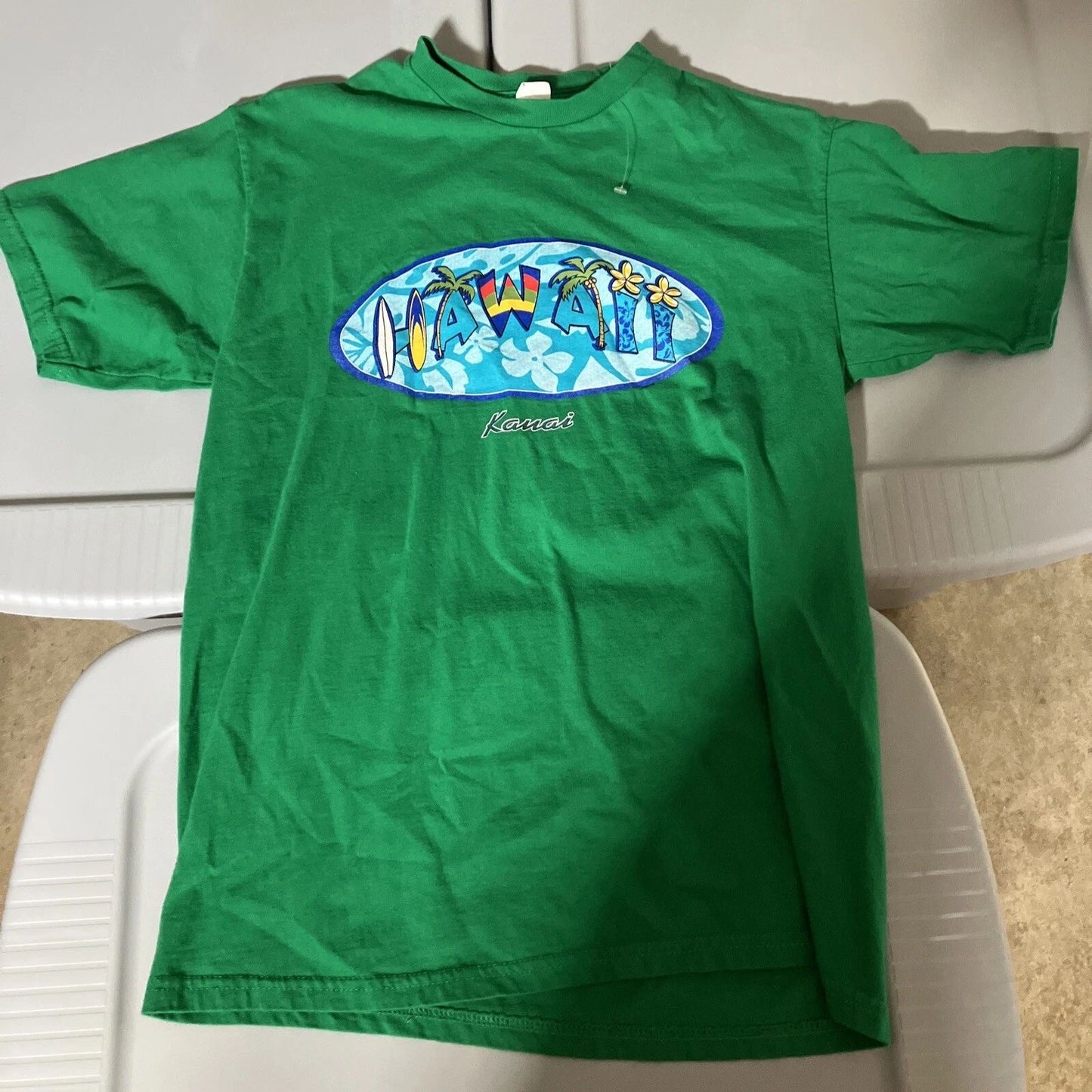 Rare Men’s Kanai Hawaii Vintage Tag Green T Shirt Size Medium Surf Palm Trees