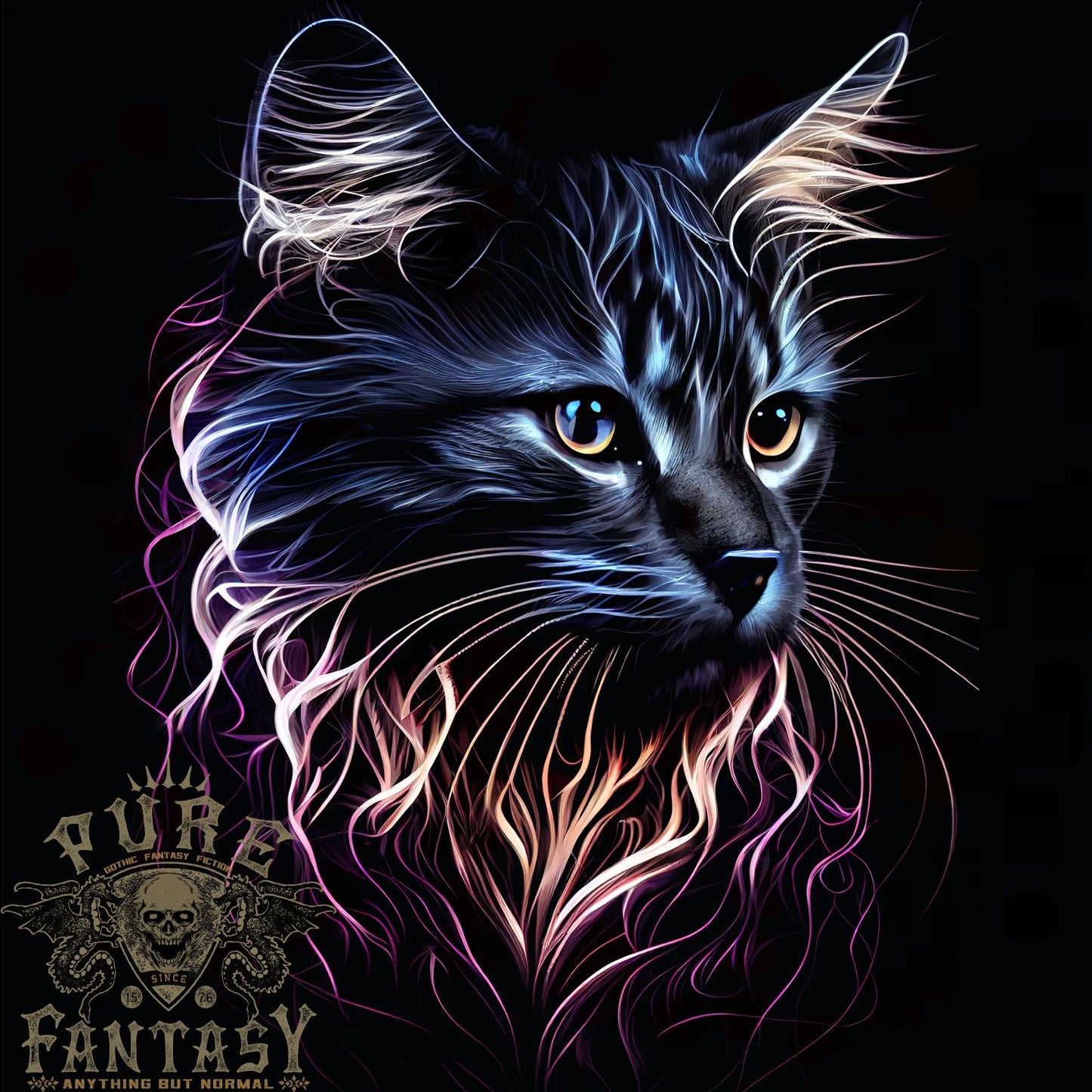 A Fantasy Cat With Cool Colours 1 Mens T-Shirt 100% Cotton