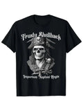 180g 100% Cotton Crew Neck T-Shirt with Pirate Skull Design, Single-Sided Print