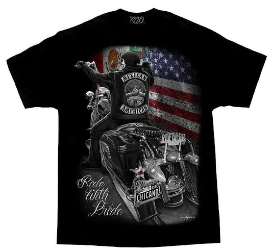 DGA T Shirt Rod Ride with Pride Biker Tee Chicano Art David Gonzales
