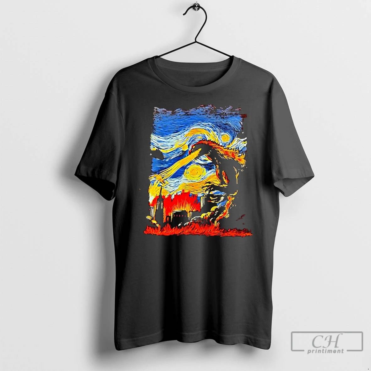 Premium Van Gogh Starry Night Godzilla