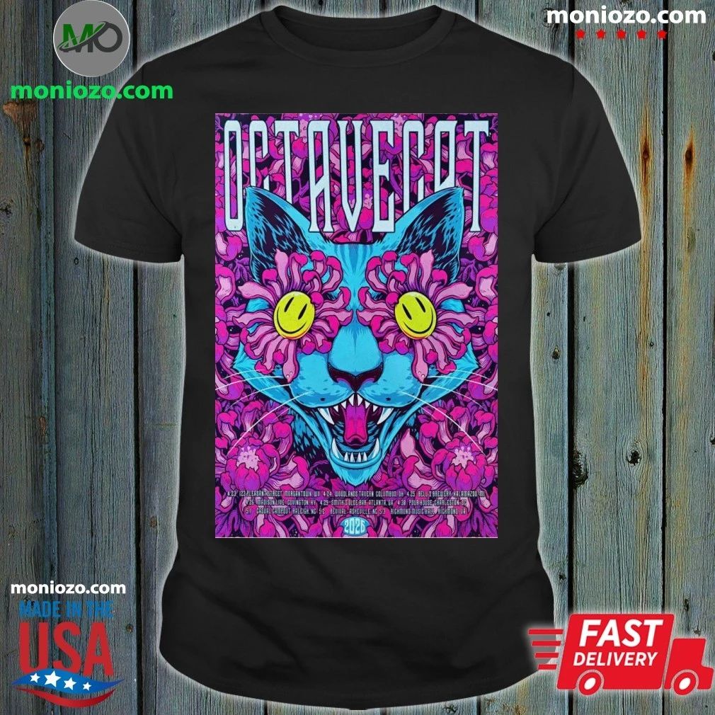 Octave Cat Psychedelic Spring 2026 Tour Poster T-Shirt