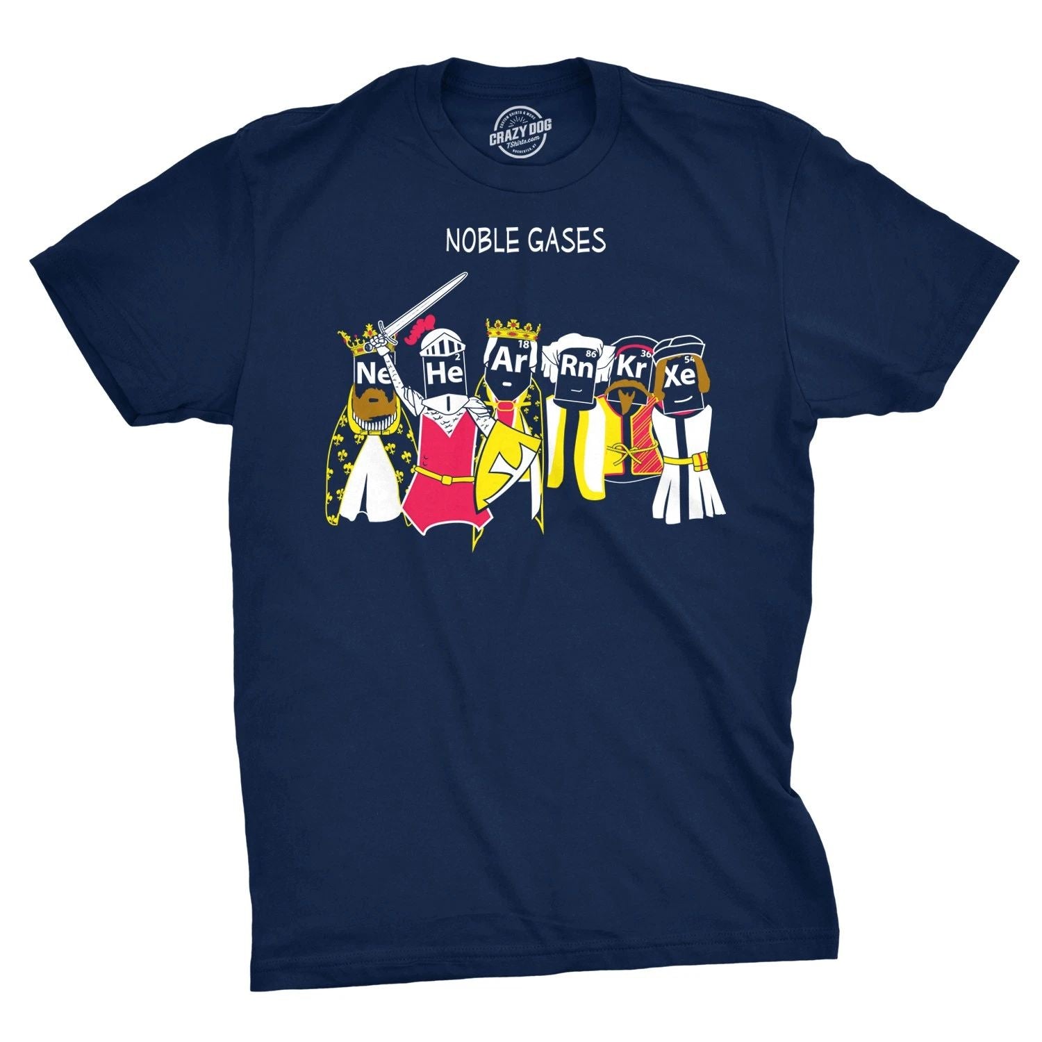 Mens Noble Gases Science T Shirt Funny Periodic Table Nerdy Graphic Tee Geeks