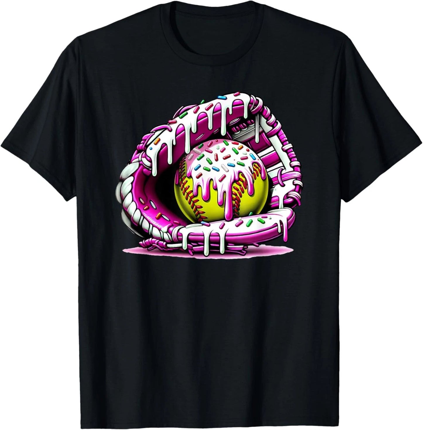 Softball Drip Ice Cream Sprinkles Softball Glove T-Shirt