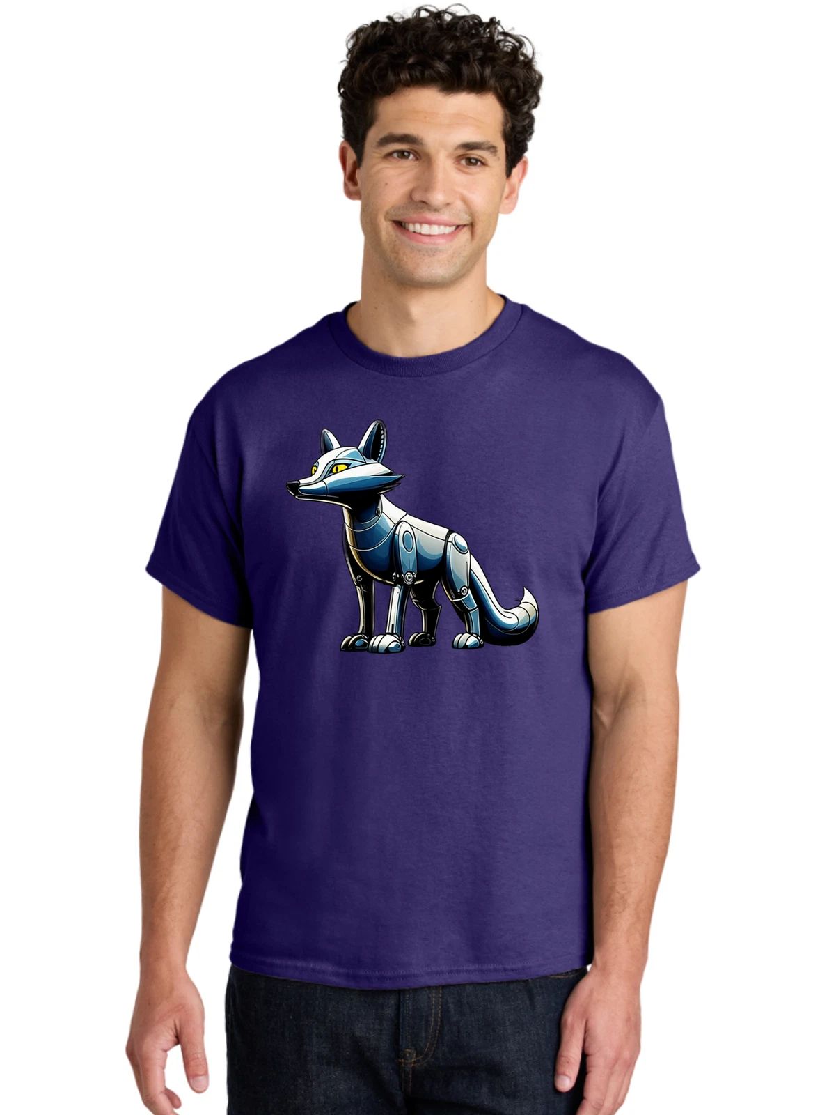 Robot-Fox-1 Mens Graphic Tee, 100% Cotton, Casual Summer Wear