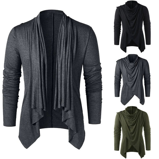 Asymmetrical Design Long Sleeve Cardigan for Men with Stylish Shawl Collar