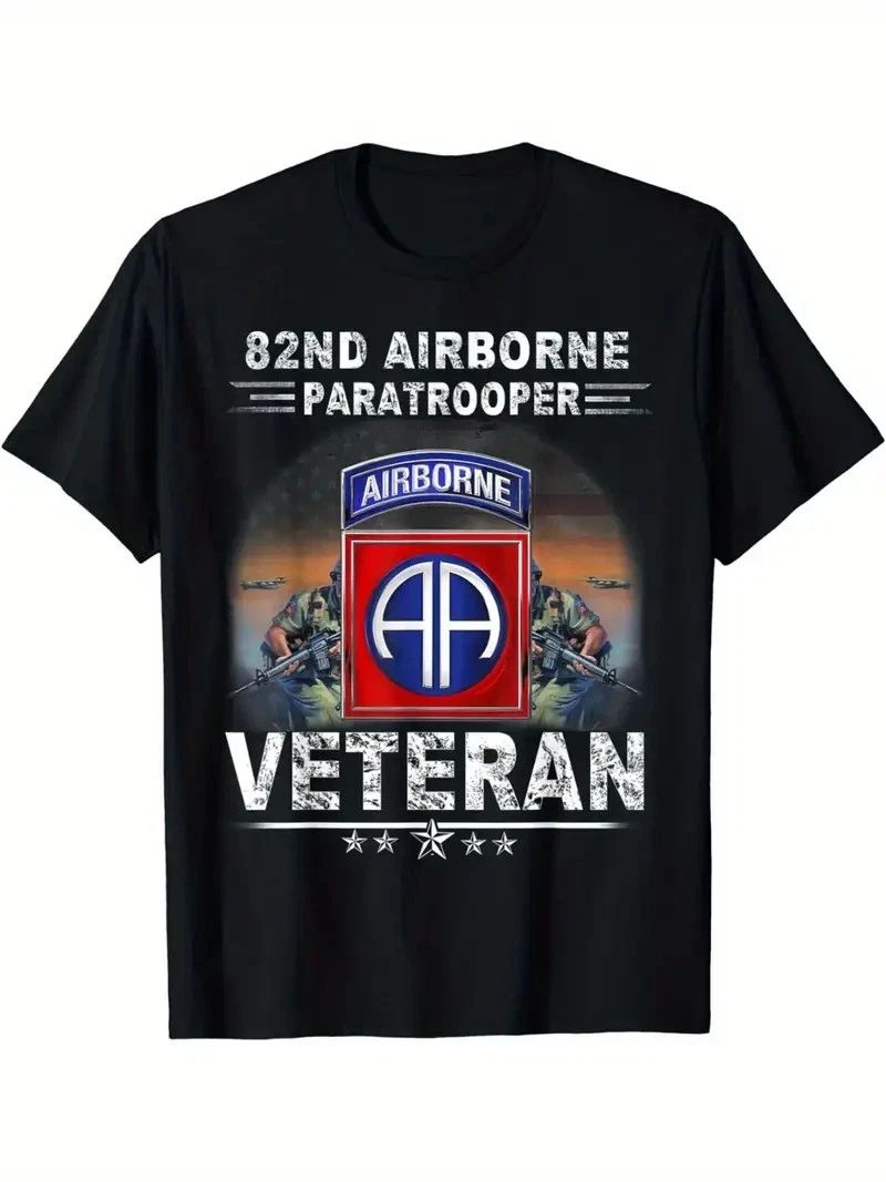 Division 82nd  Veteran T-Shirt All American US Army Men Tee Hot Shirt