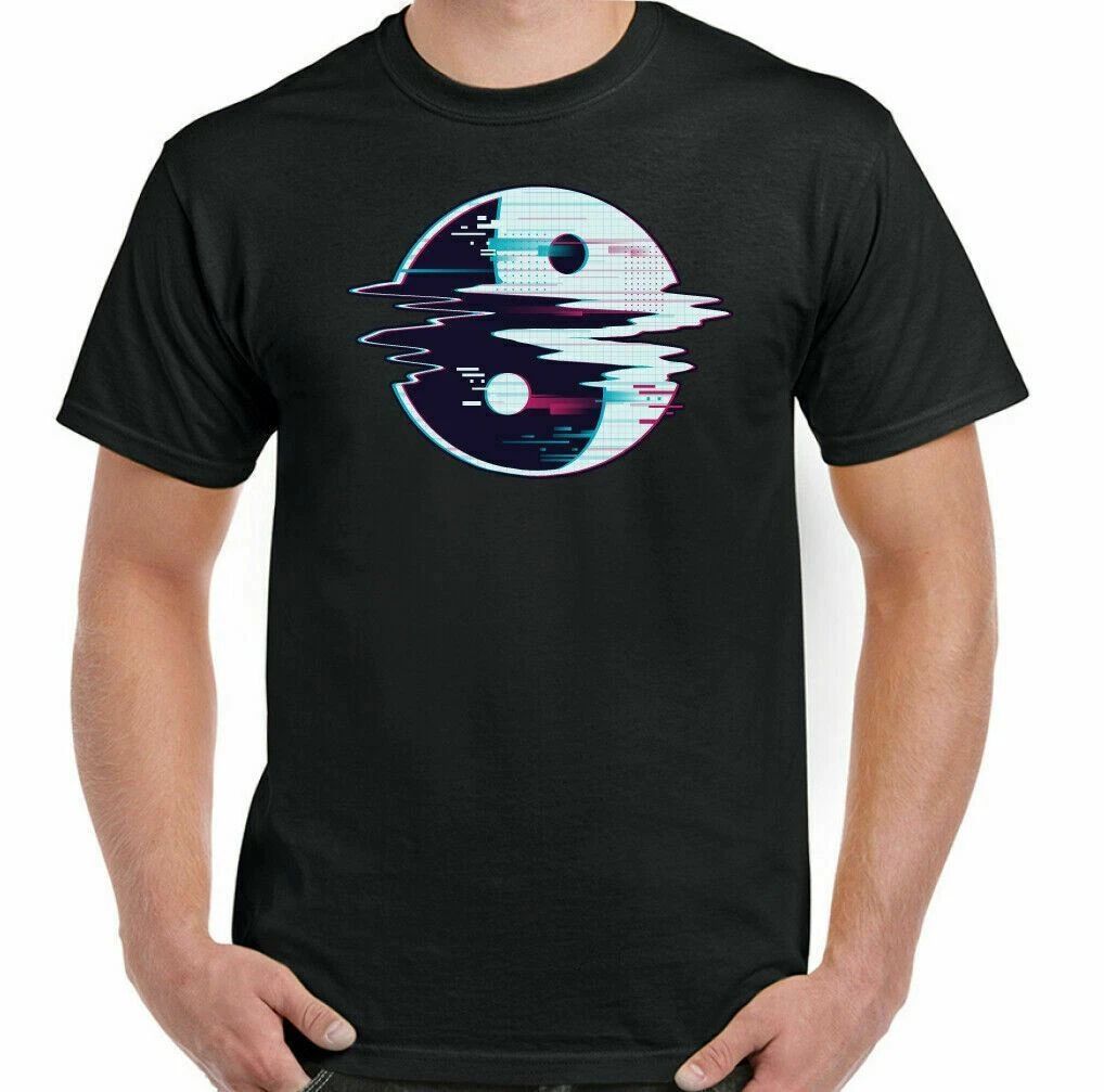 YIN YANG T-SHIRT, Glitch Mens Science SCIFI Tai Chi Chinese Symbol Tee Top