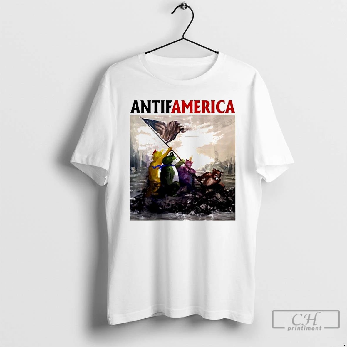 Classic Portland Frog Antifamerica Paint T Shirts