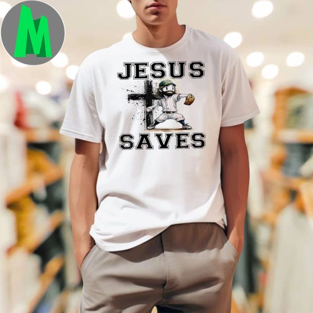 Original Jesus Saves Baseball Religious Christian Faith Cross Shirt