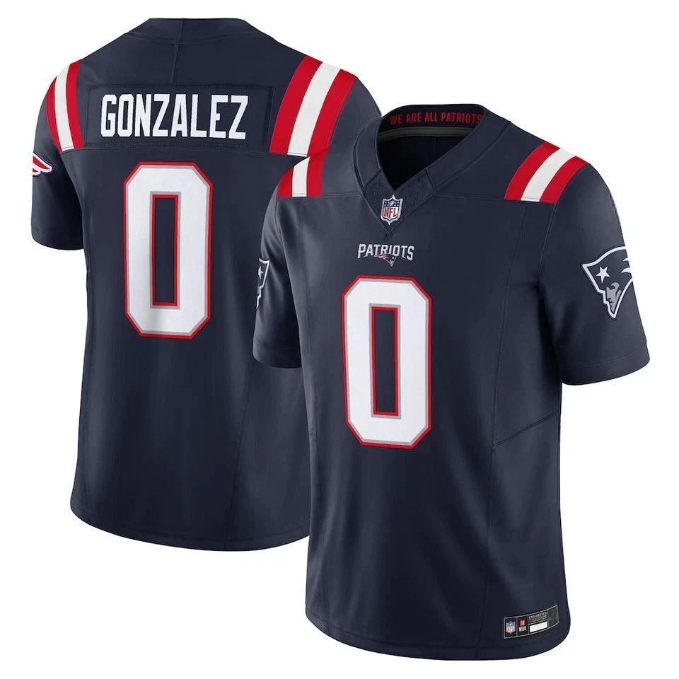 Patriots #0 Christian Gonzalez Collection Mesh Football Jersey