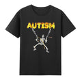 Autism Skeleton Funny Skull Holding Guns Dank Meme Vintage Men's Cotton T-Shirt