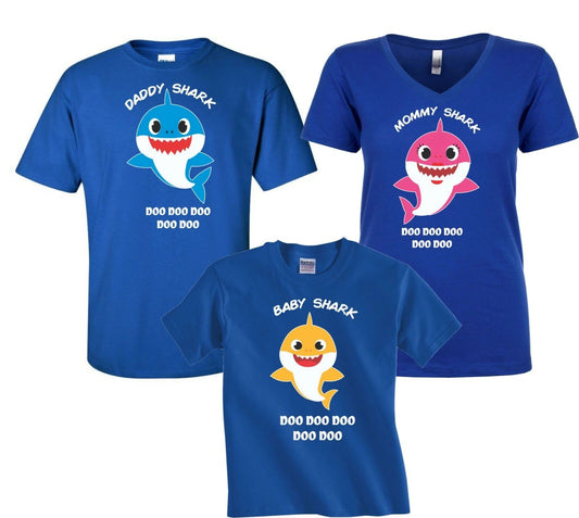 Baby Shark  Mommy Daddy Party Family Shark birthday boy girl T-Shirts