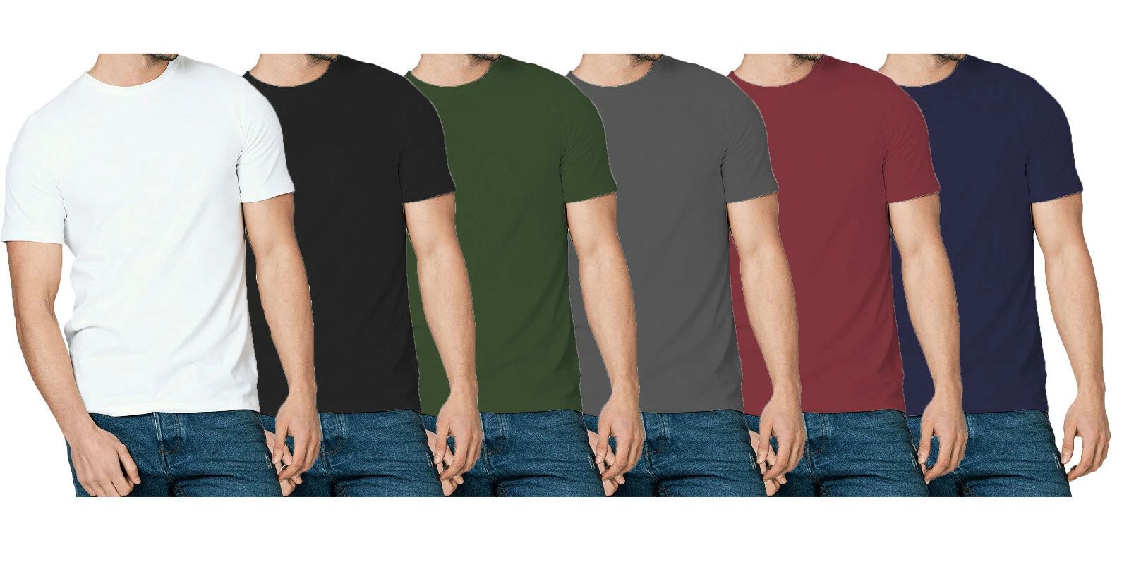 1 , 3 & 5 Pack Mens T-Shirt  Cotton Plain Tee Shirts T Shirt Round Neck Lot New