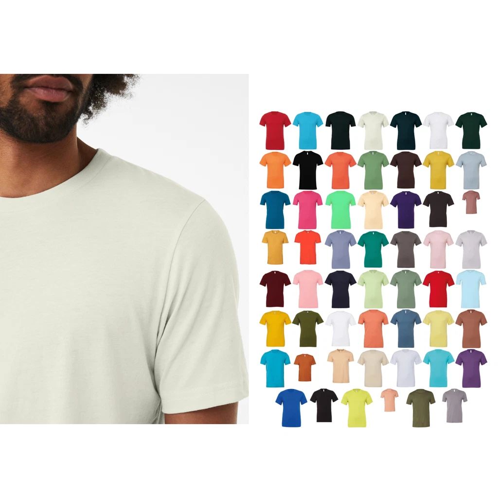 Bella Canvas Unisex Jersey crew neck t-shirt 3001 - Shoulder taping, Side-se (B)